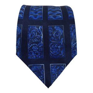 LANVIN PARIS Blue Art Print Silk Tie Made In France 58"-4" EX COND